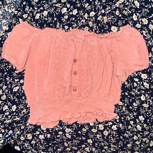 Off-shoulder pink crop top